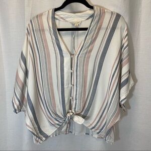 Sim & Sam Rayon Challi Dolman Sleeve Top in White/Red/Black Stripe